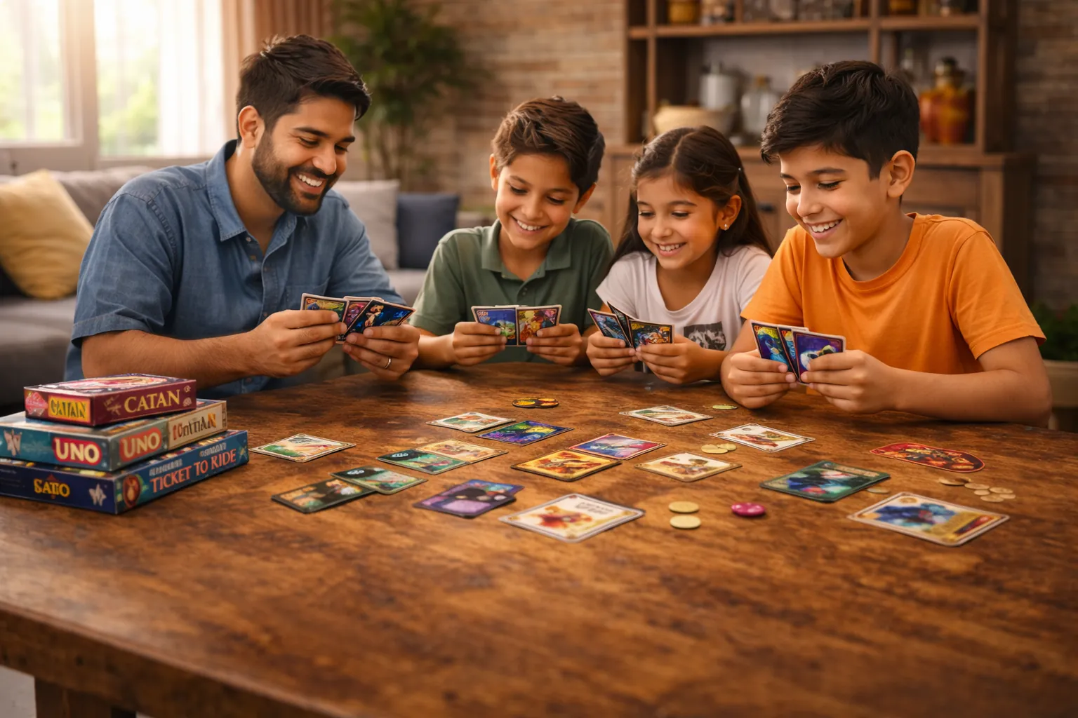 screen free games for kids playing tabletop card game